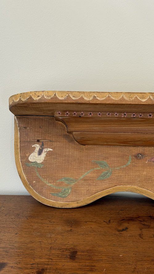 Antique Hand-Painted Pine Wall Shelf