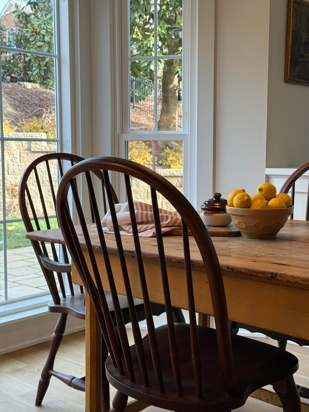 Antique Pine Farm Table + Original Butter Yellow Paint