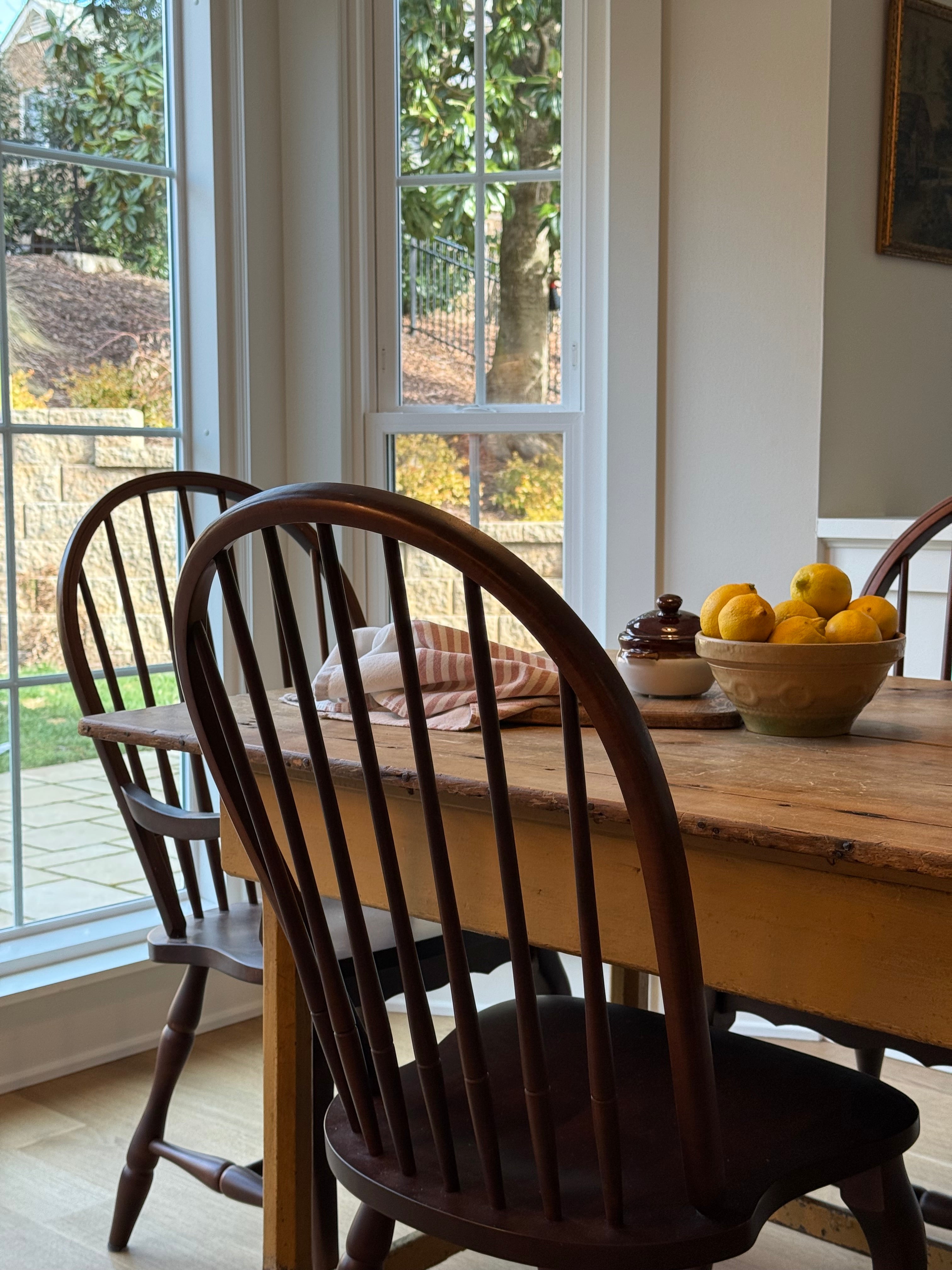Antique Pine Farm Table + Original Butter Yellow Paint