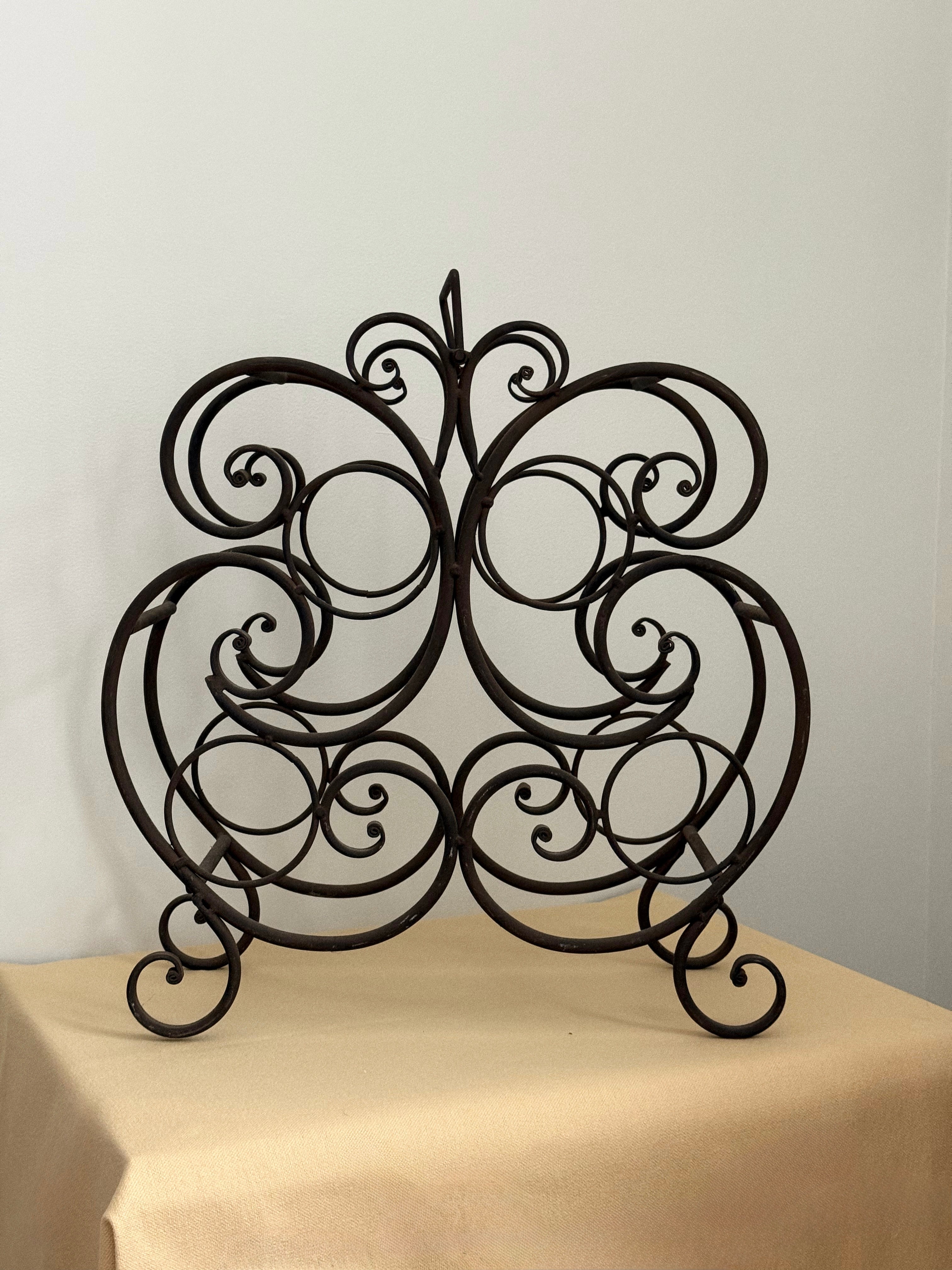 Vintage French Scroll Wine Display