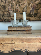 Vintage Scandinavian Glass Candleholders, Pair
