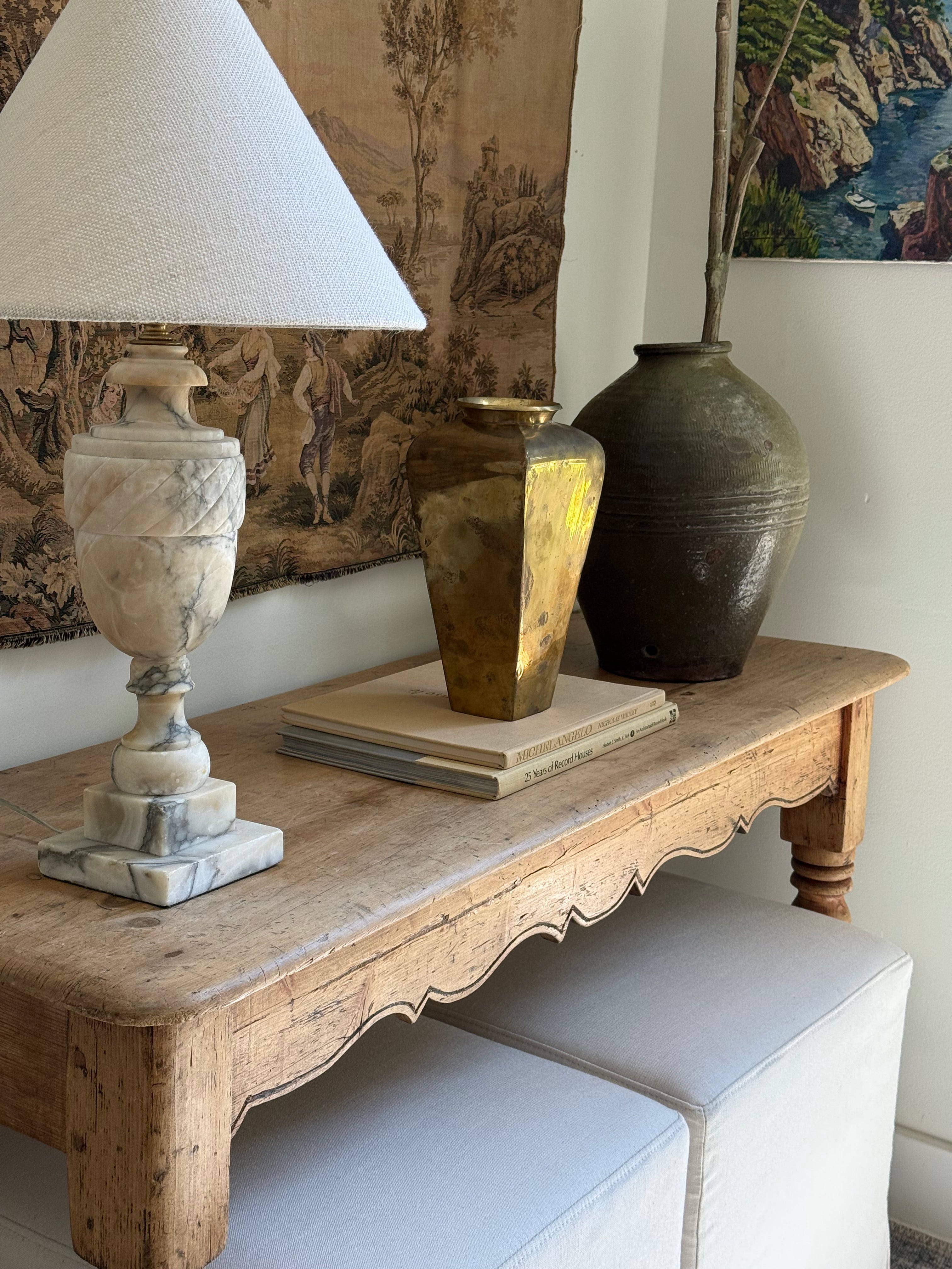 Vintage Handmade Brass Hexagonal Vase
