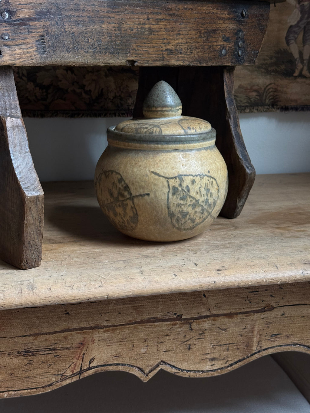 Vintage  Handmade Stoneware Lidded Jar