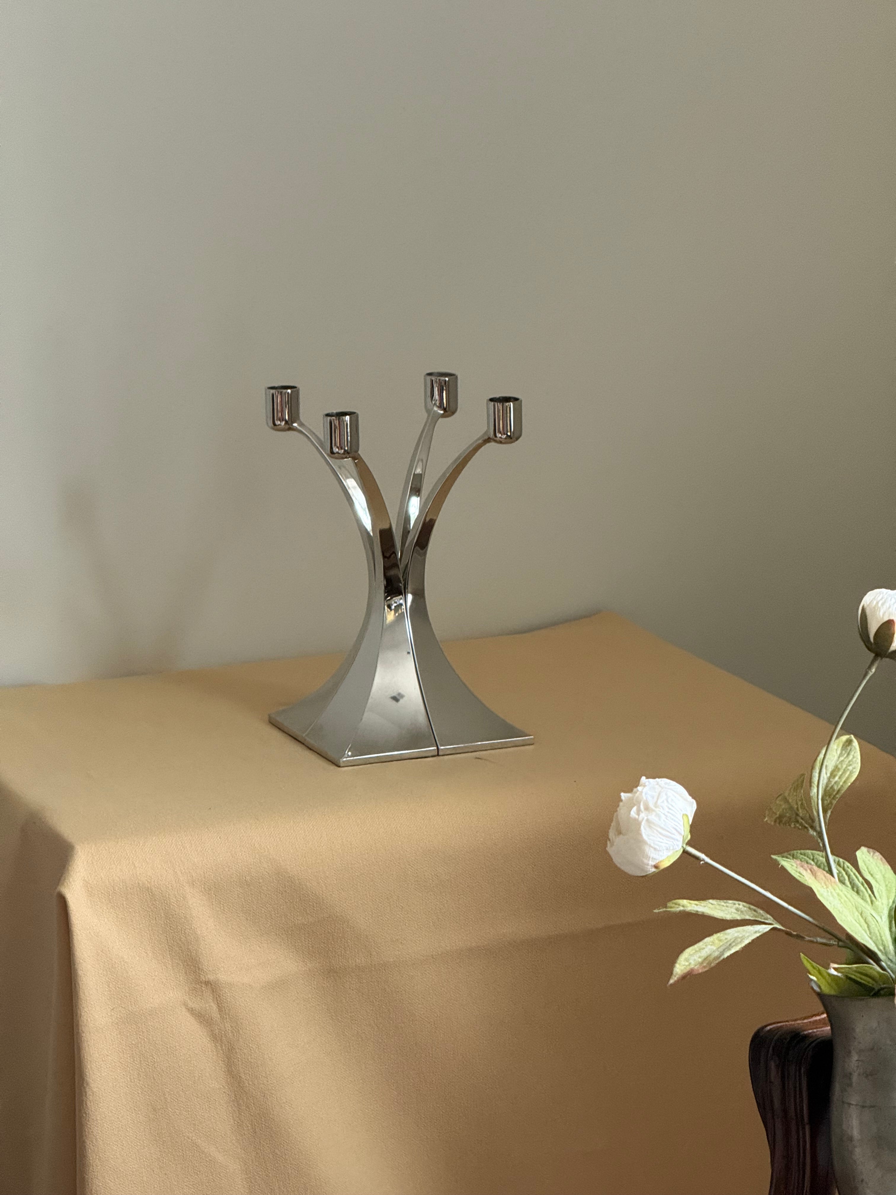 Mid Century Chrome Candlesticks (Set of 4)
