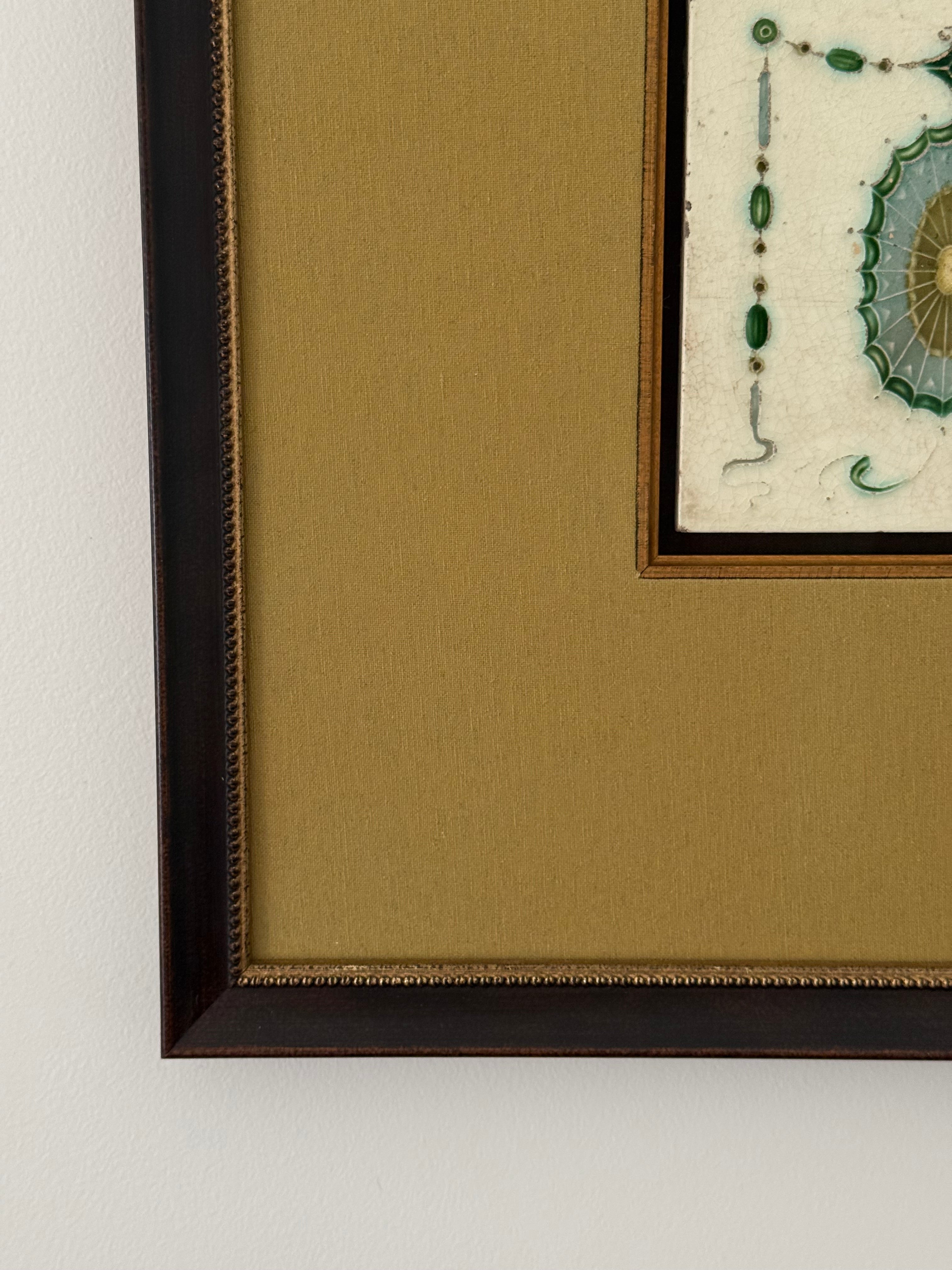 Framed Antique Salvaged Art Nouveau Tile