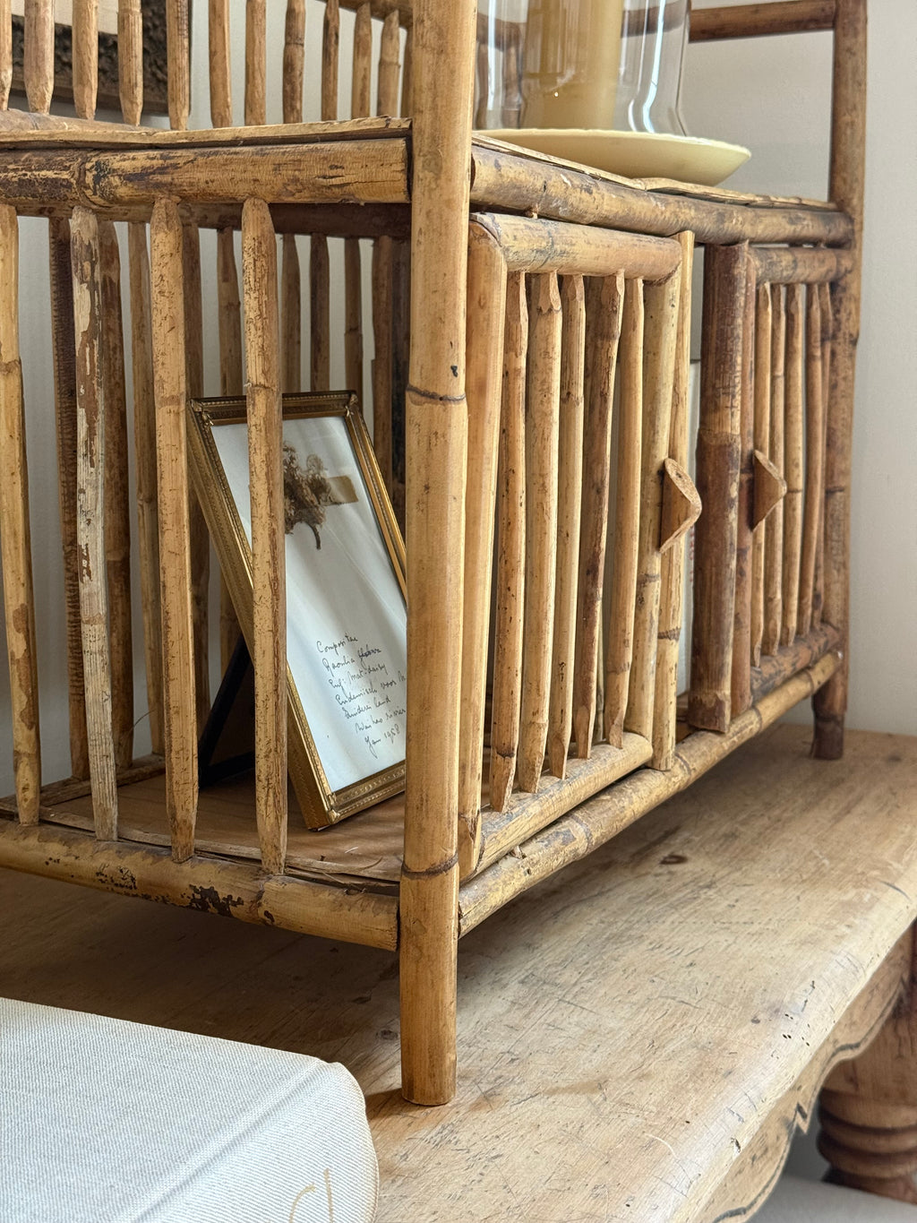 Vintage Bamboo Display Cabinet