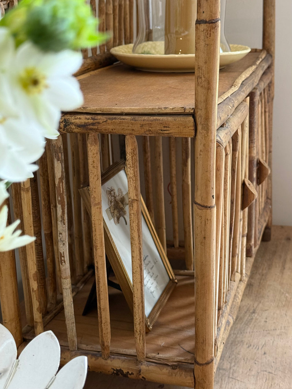 Vintage Bamboo Display Cabinet
