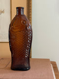 Vintage Amber Glass Fish Bitters Bottle
