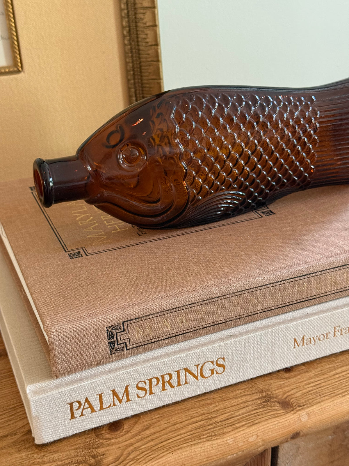 Vintage Amber Glass Fish Bitters Bottle