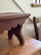 Antique Scalloped Wooden Footstool