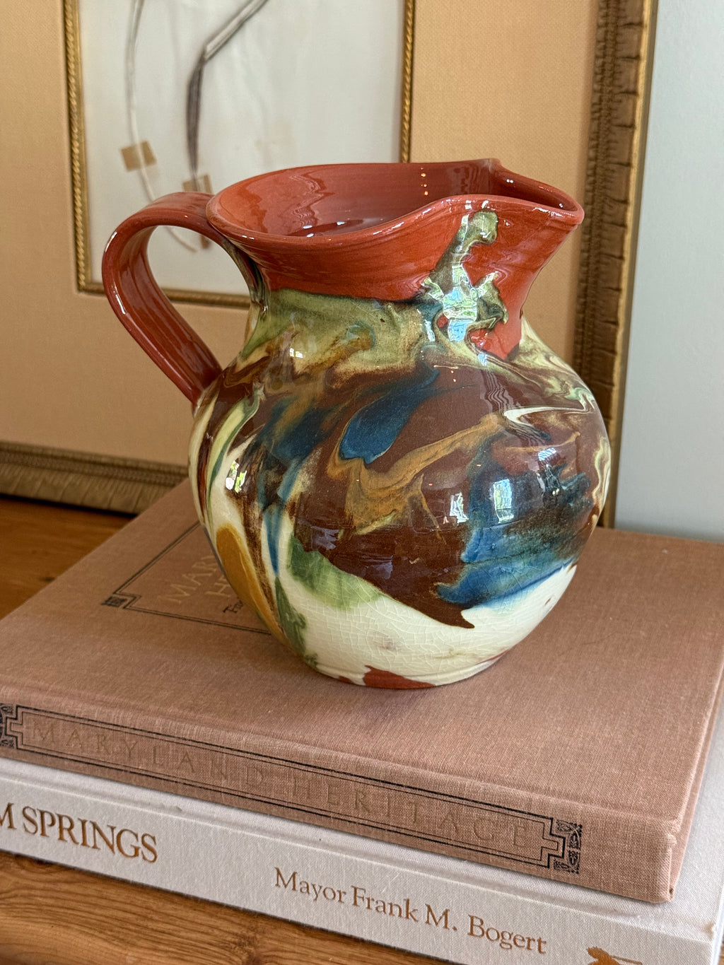 Vintage Marbled Ceramic Pitcher