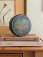 Vintage Hand-Painted Toleware Container with Strawberry Motif