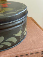 Vintage Hand-Painted Toleware Container with Strawberry Motif