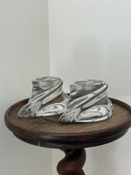Val St. Lambert Belgian Crystal, Candleholders (signed pair)