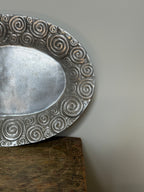Vintage Pewter Serving Plate with Spiral Details