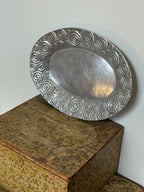 Vintage Pewter Serving Plate with Spiral Details