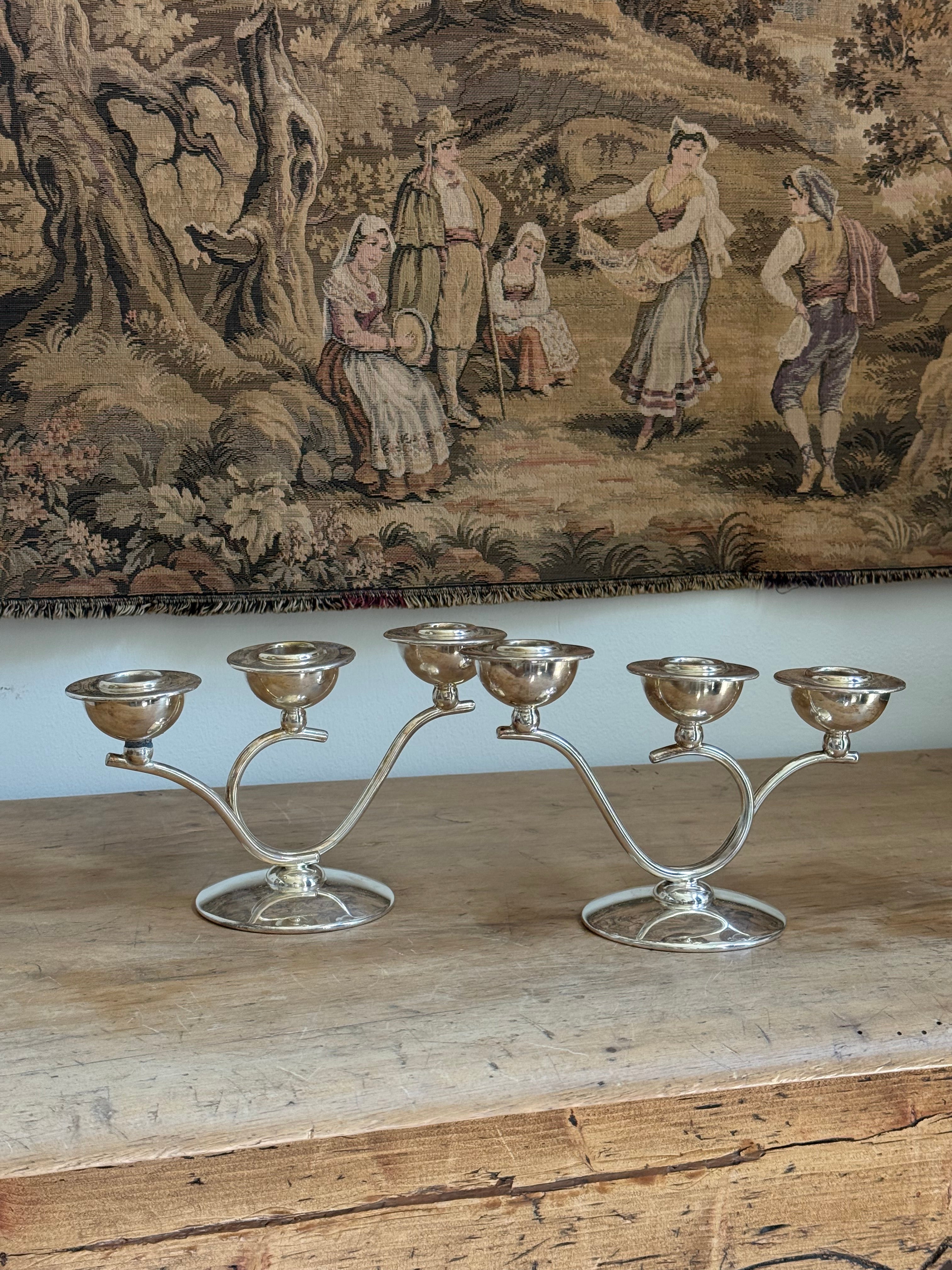 Pair of Mid Century BM Silver Co. Candelabras