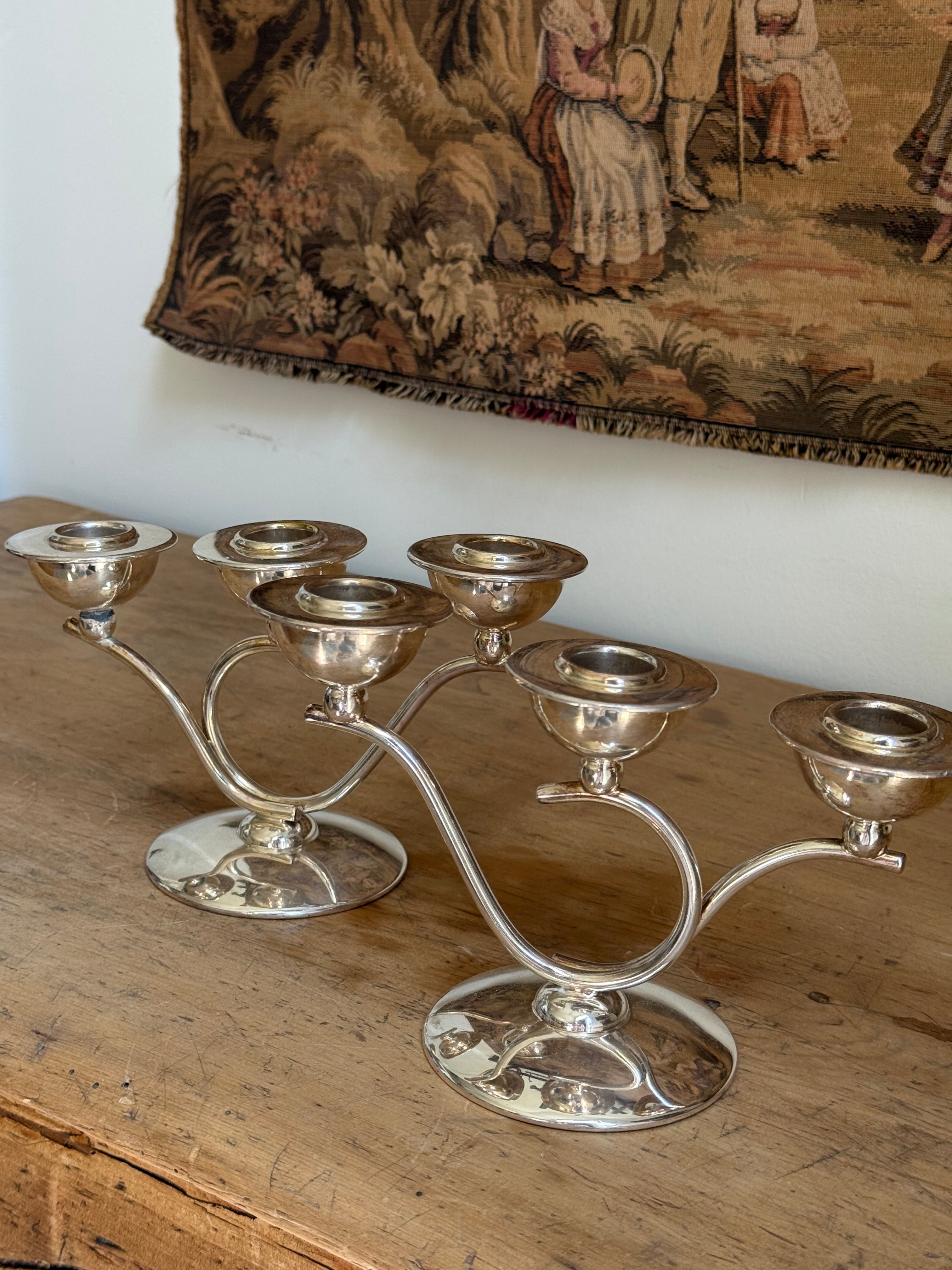 Pair of Mid Century BM Silver Co. Candelabras