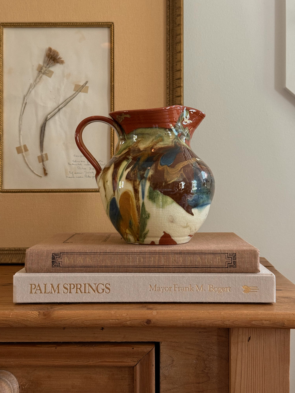 Vintage Marbled Ceramic Pitcher