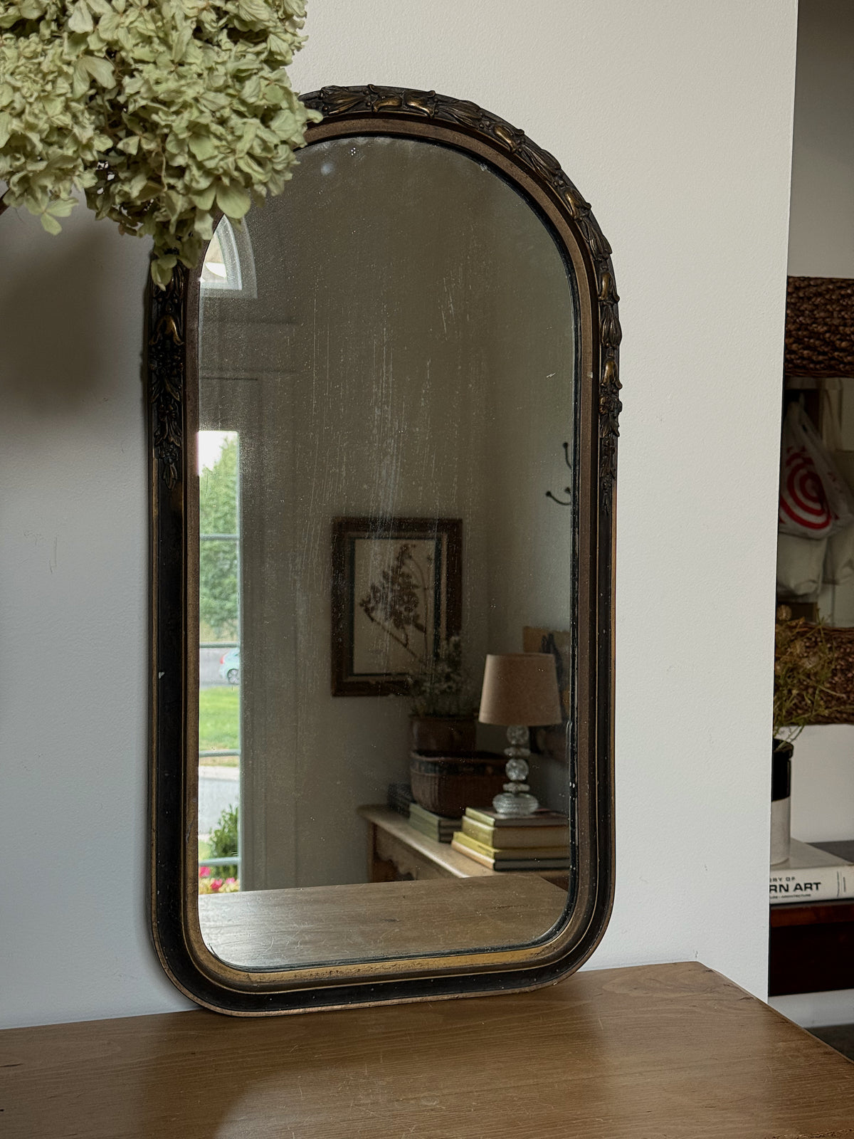 Antique Arched Mirror with Ornate Detailing