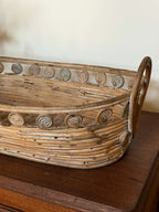 Vintage Southeast Asian Rattan Basket Tray