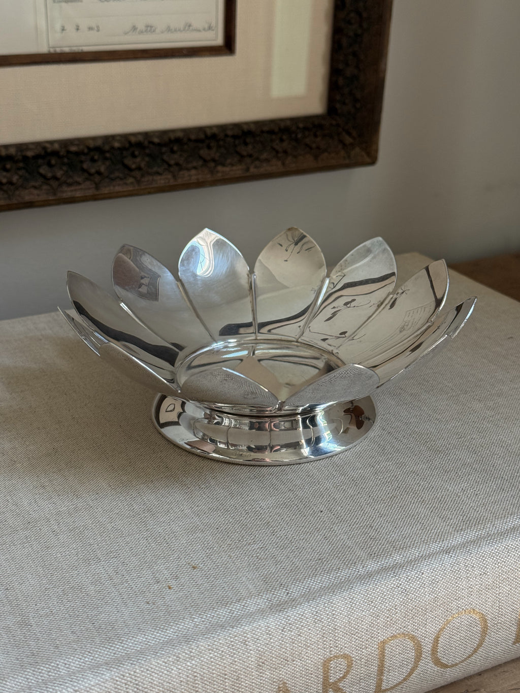 Vintage Silver-Plated Lotus Bowl