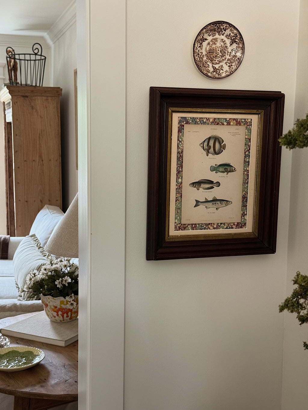 Framed Custom Antique Fish Lithograph