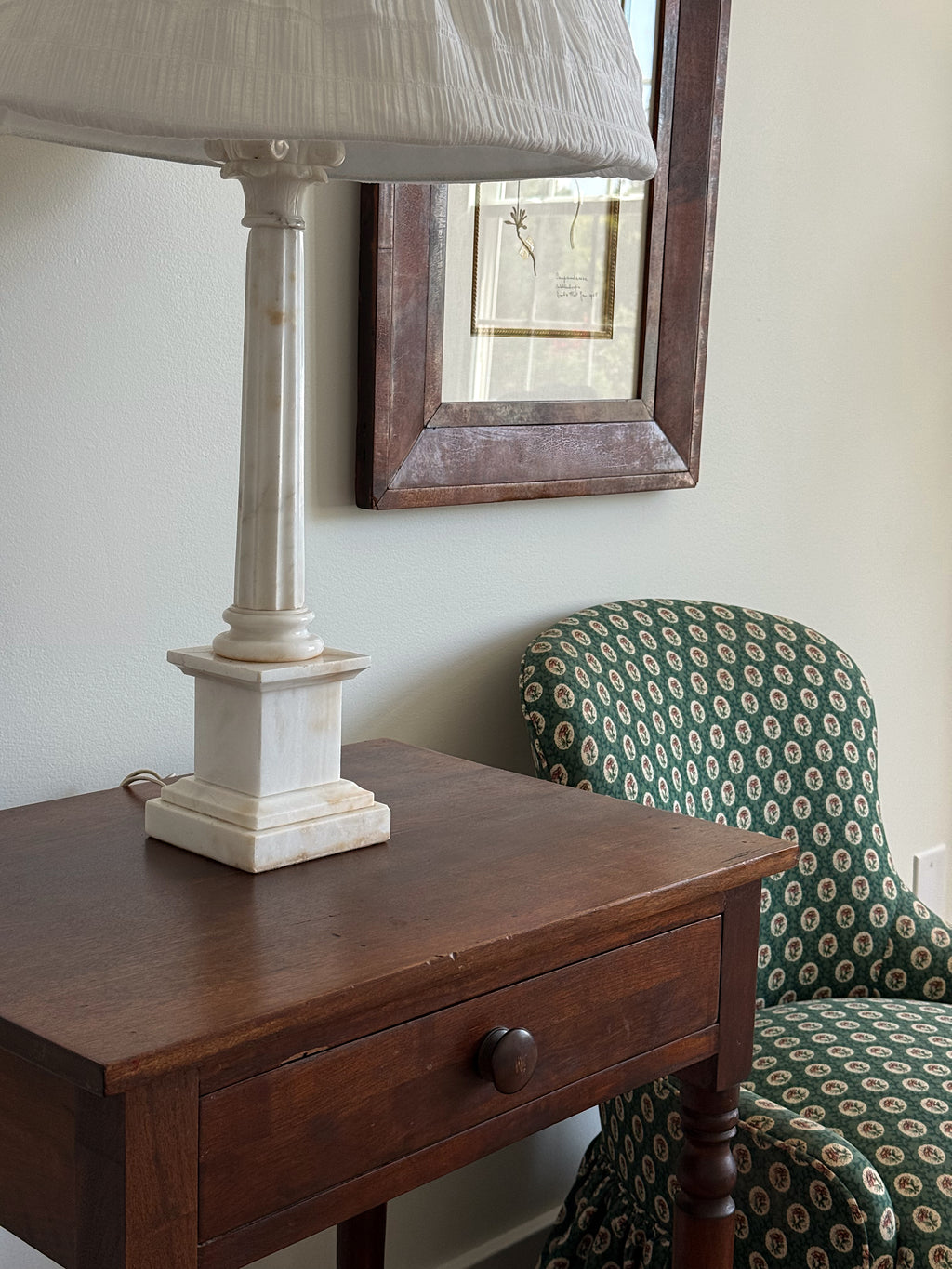 Antique Carved Marble Table Lamp