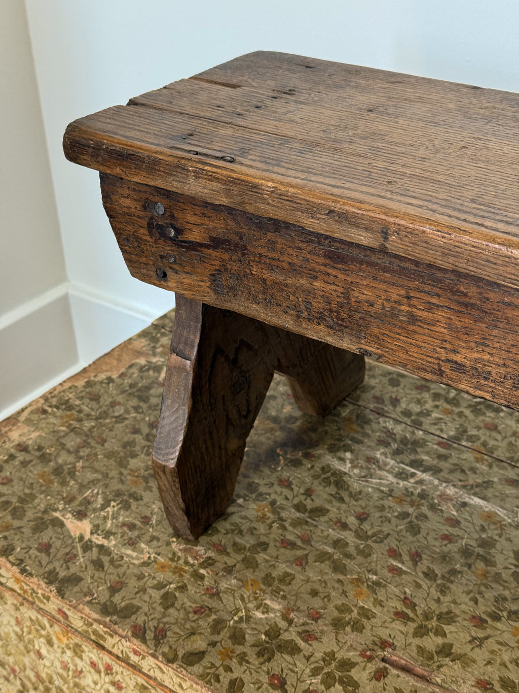 Antique French Wooden Stool