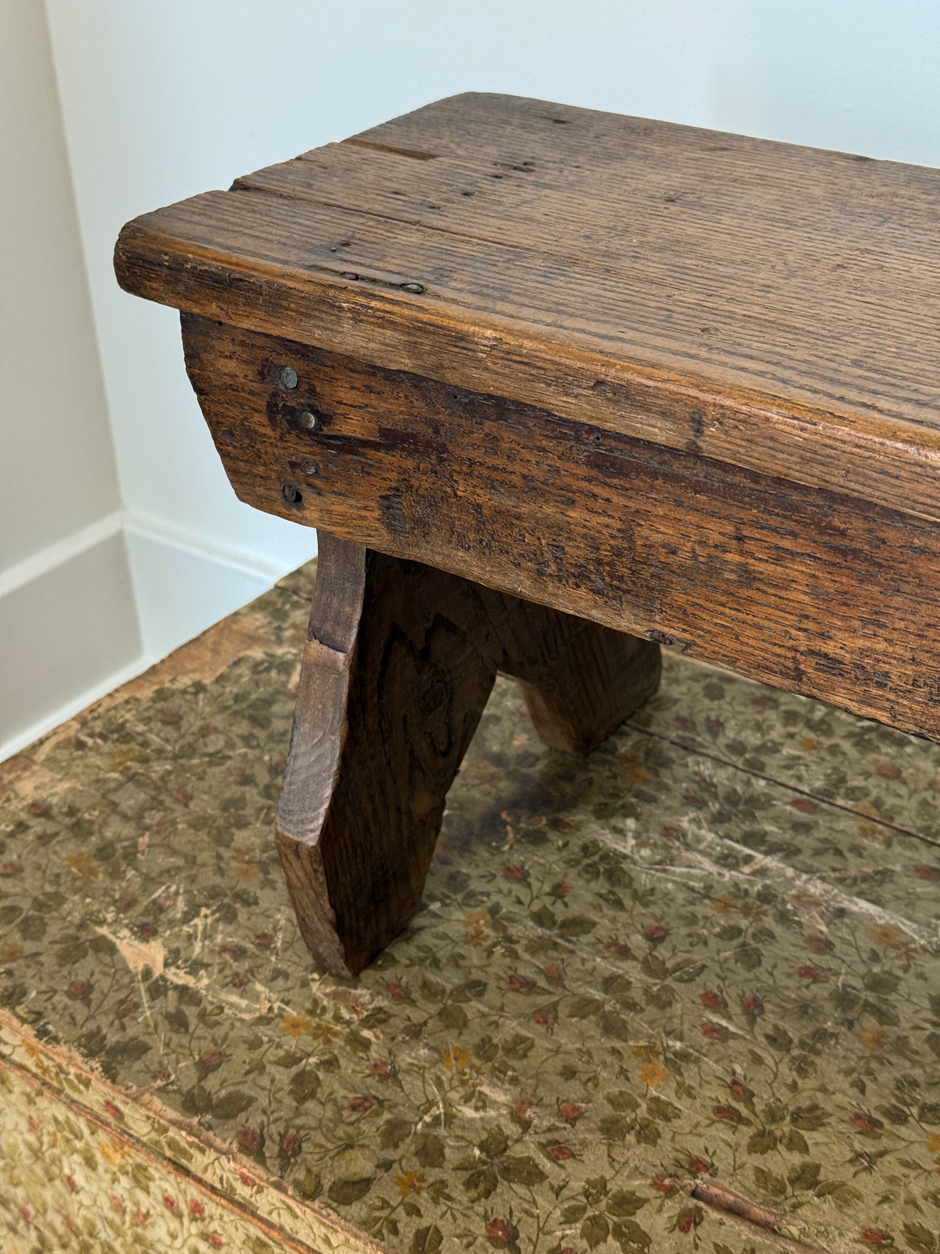 Antique French Wooden Stool