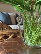 Vintage French Style Glass Vase with Scroll Trophy Handles
