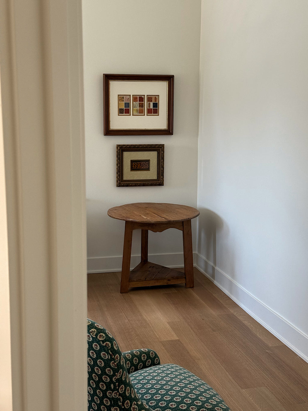 Antique Pine Cricket Table w/ Scalloped Apron