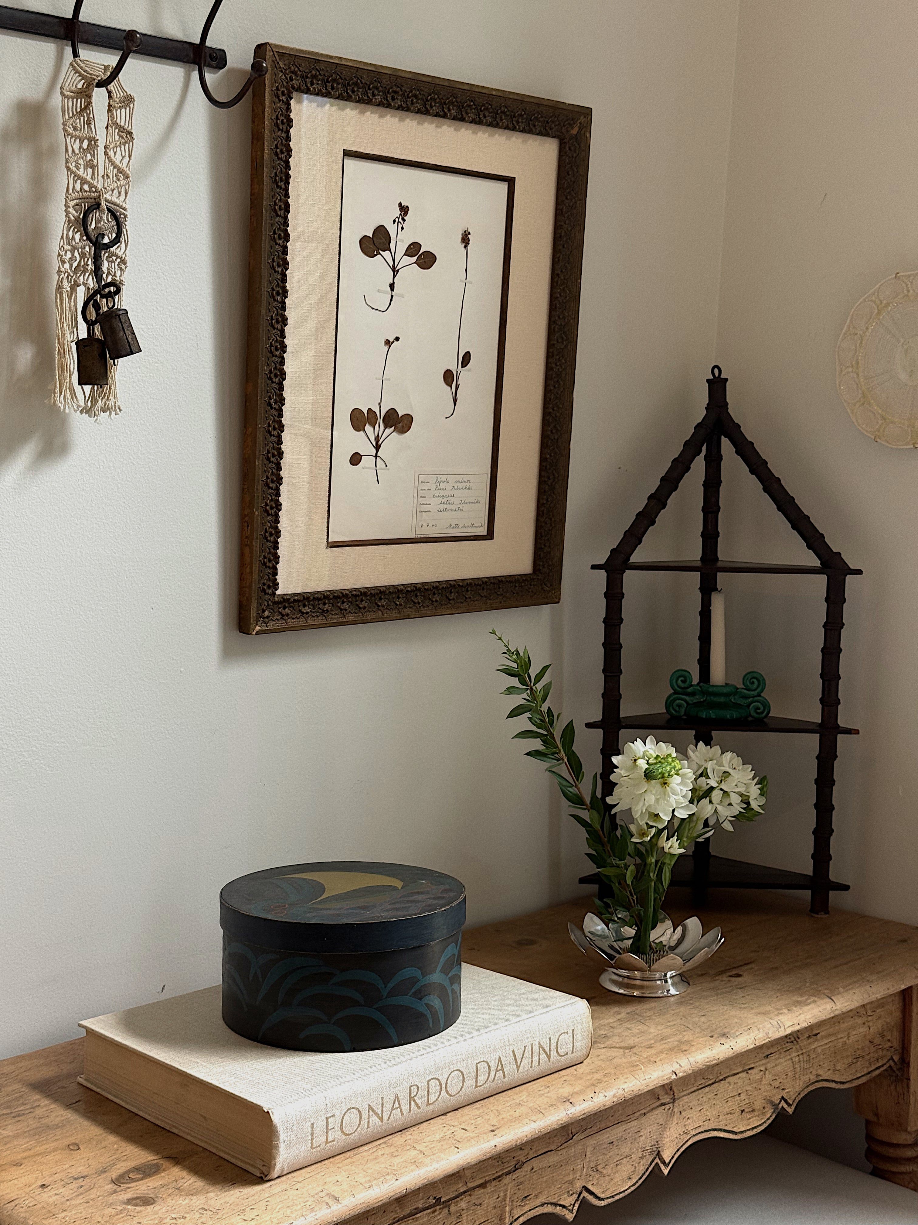 Antique Corner Spool Shelf