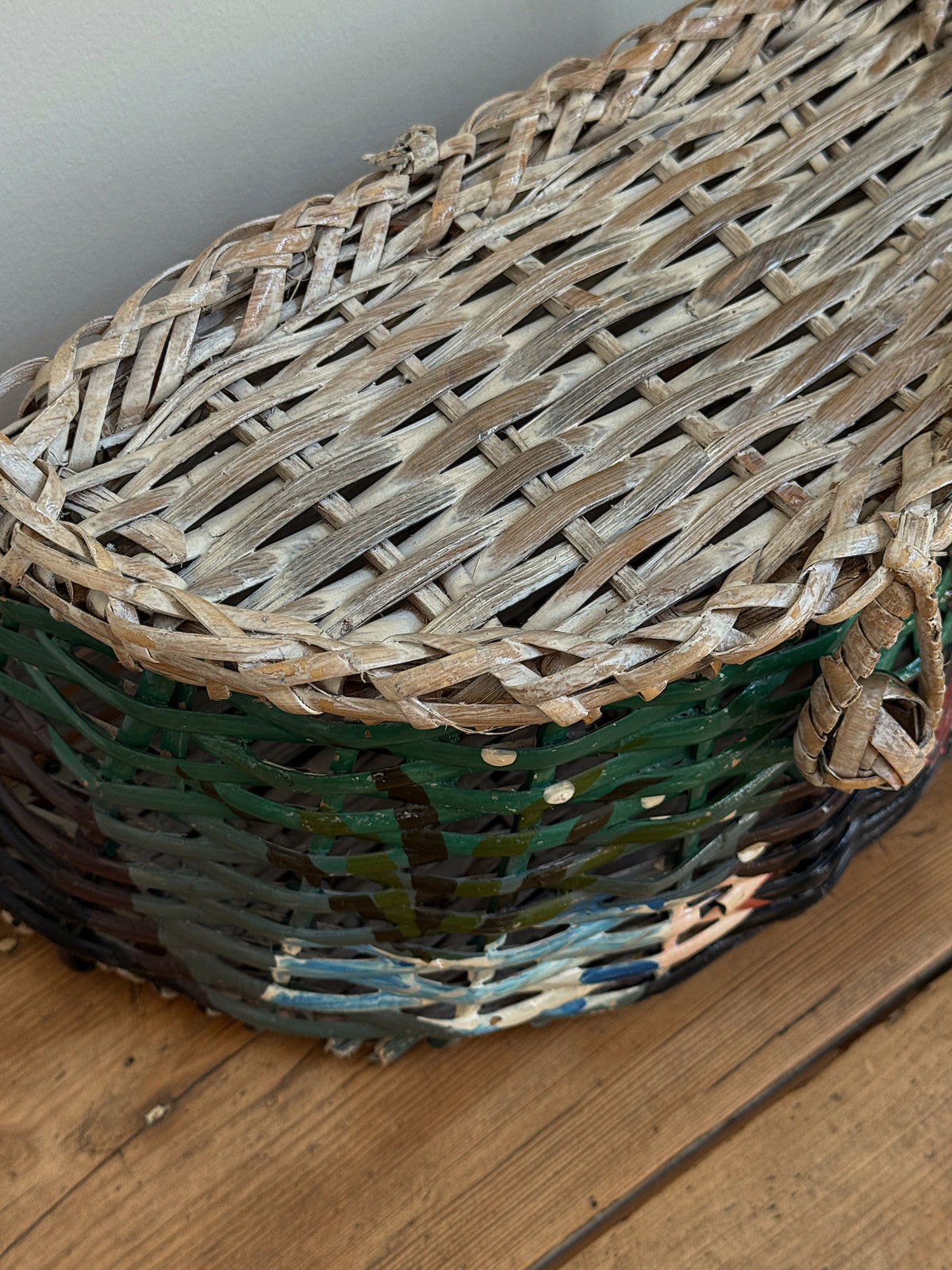 Vintage Hand-Painted Fish Basket