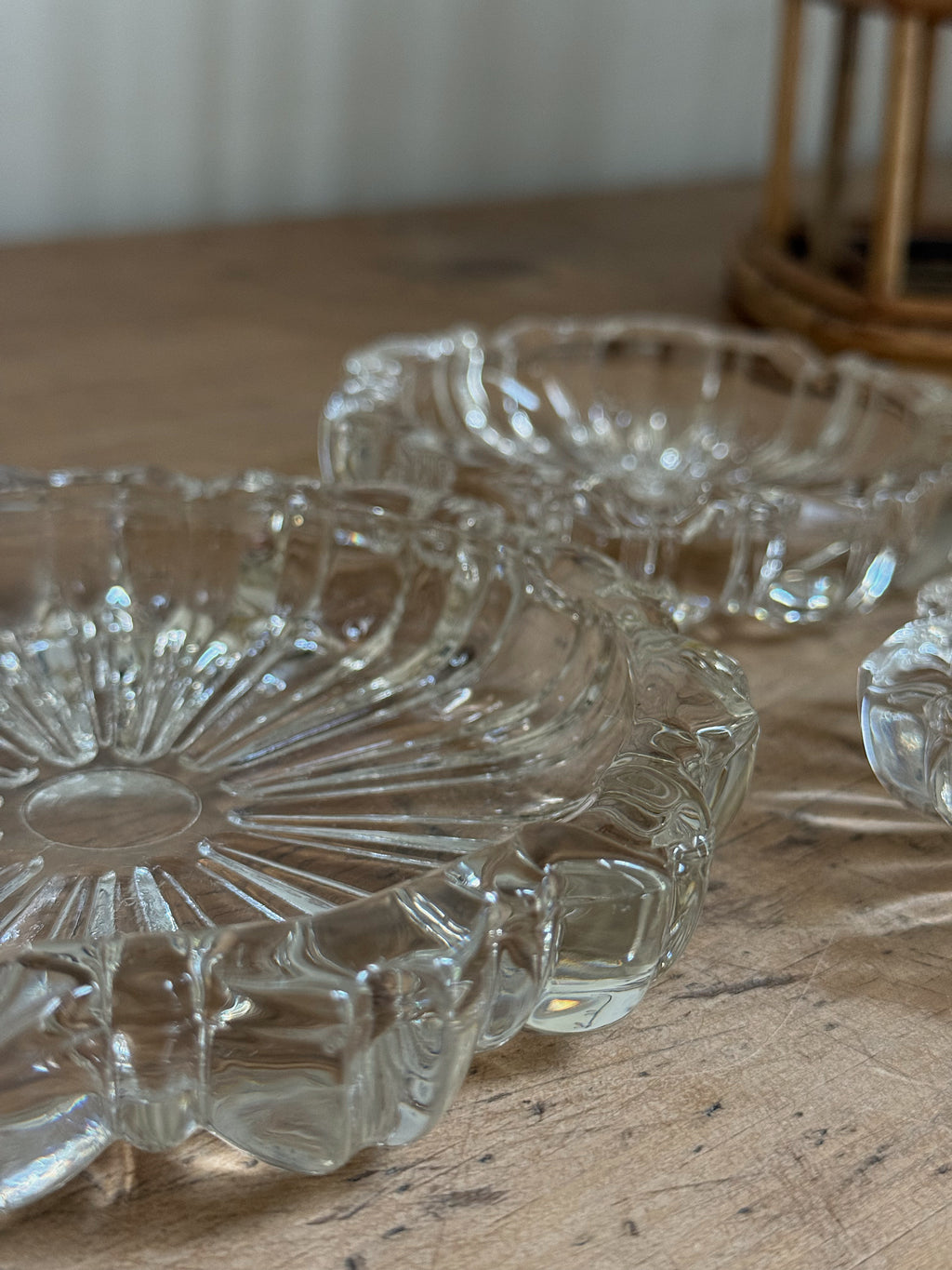 Vintage Set of 3 Nesting Glass Ashtrays