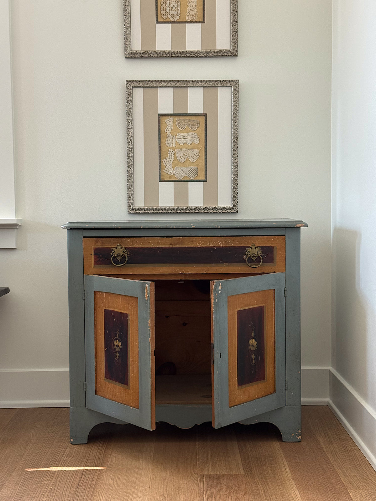 Antique Hand-Painted Pine Cabinet