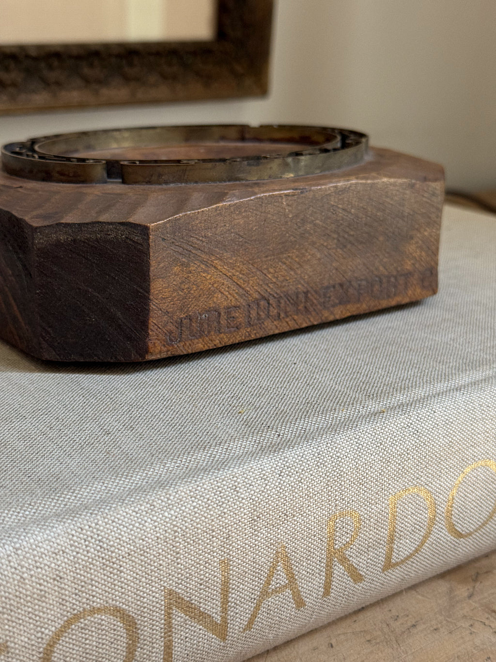 Antique Hand-Carved Wood Printer's Block