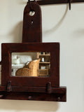 Antique Early American Wall Mirror with Peg Rack
