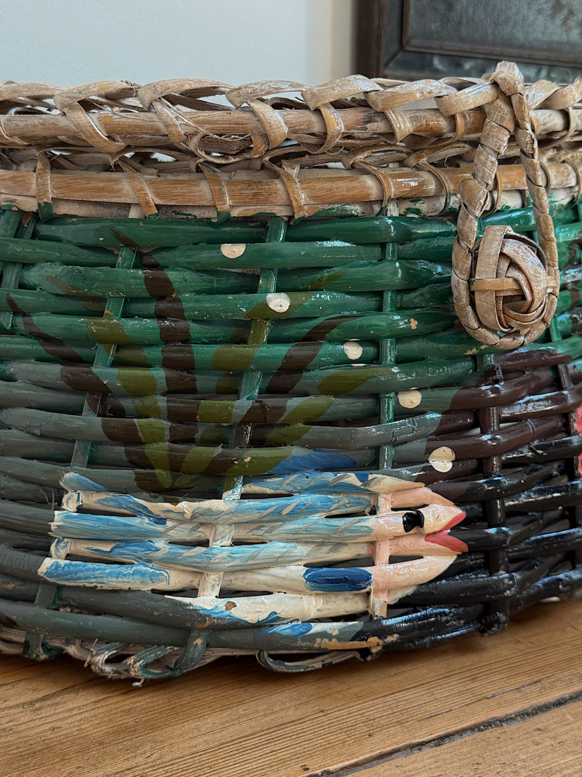 Vintage Hand-Painted Fish Basket