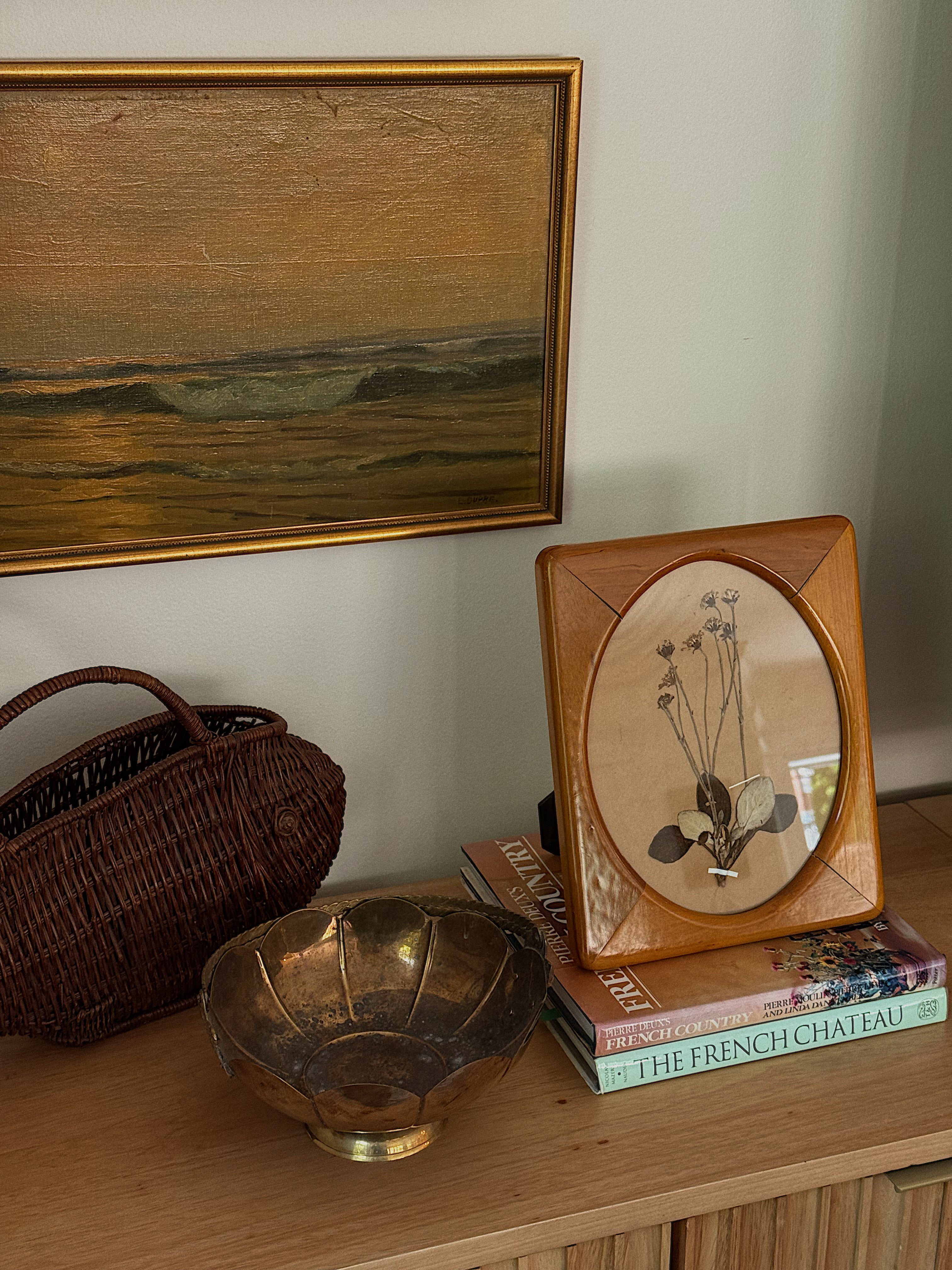 Herbarium Specimen in Vintage Oval Display Wood Frame
