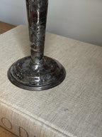 Antique Silver-Plated Grape & Vine Trumpet Vase