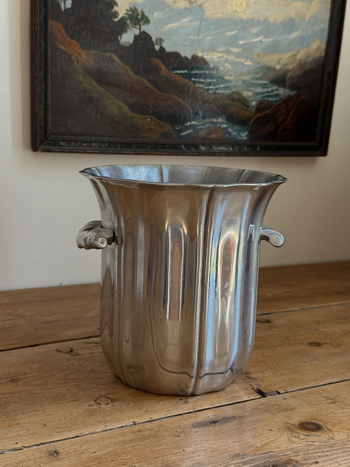 Vintage Pewter Fluted Champagne Bucket