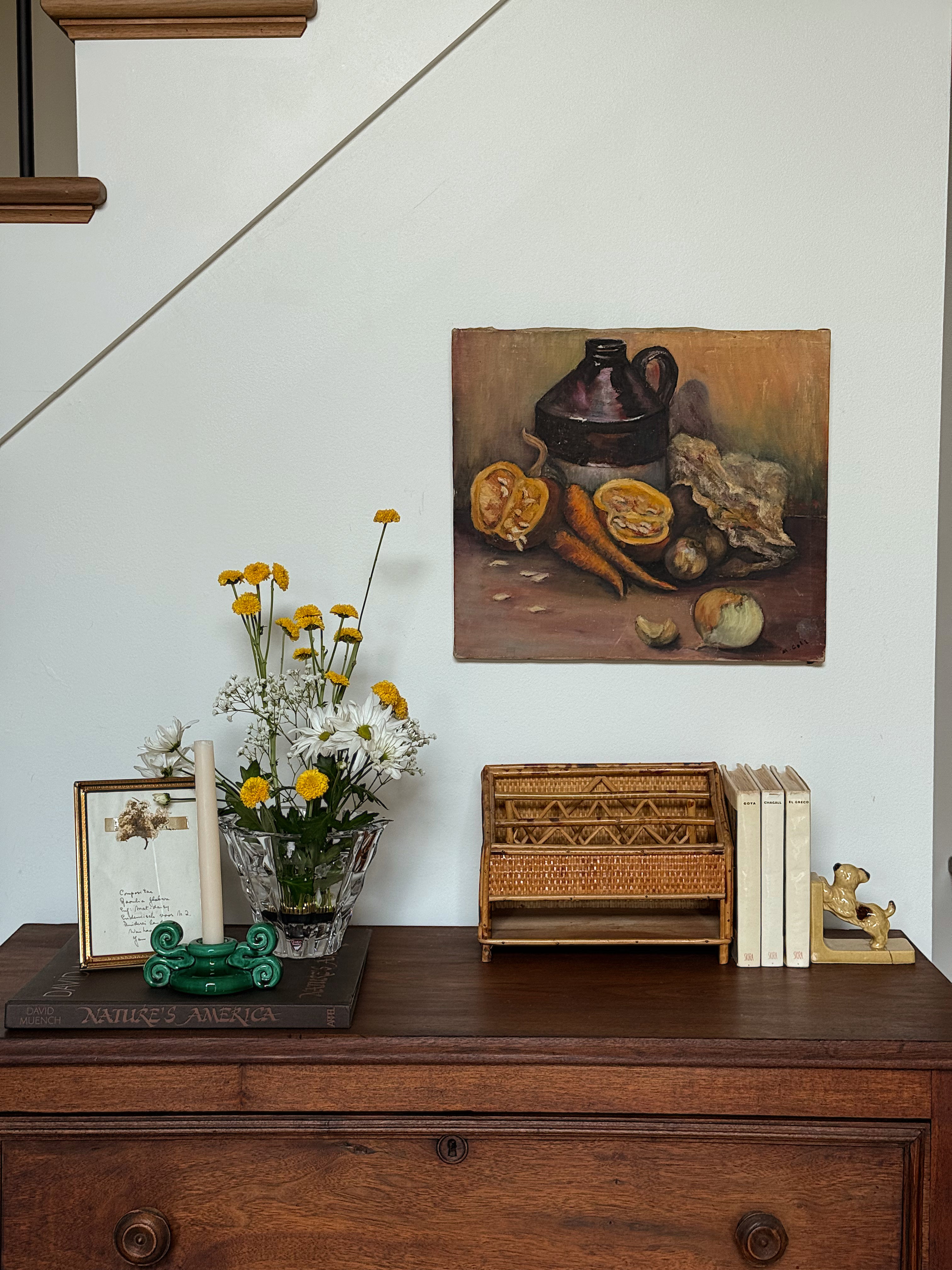 Vintage Scorched Bamboo Letter Organizer