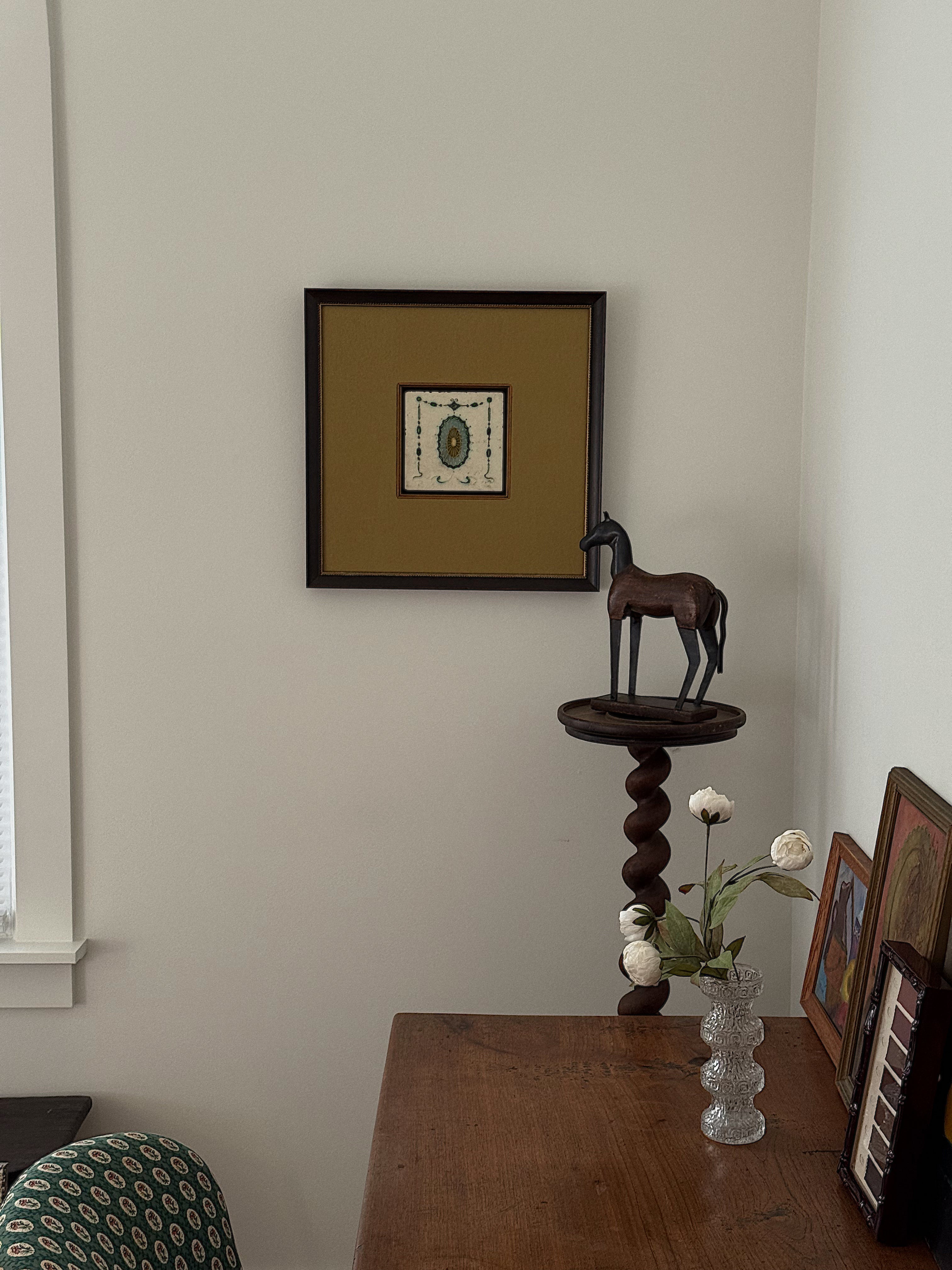 Framed Antique Salvaged Art Nouveau Tile