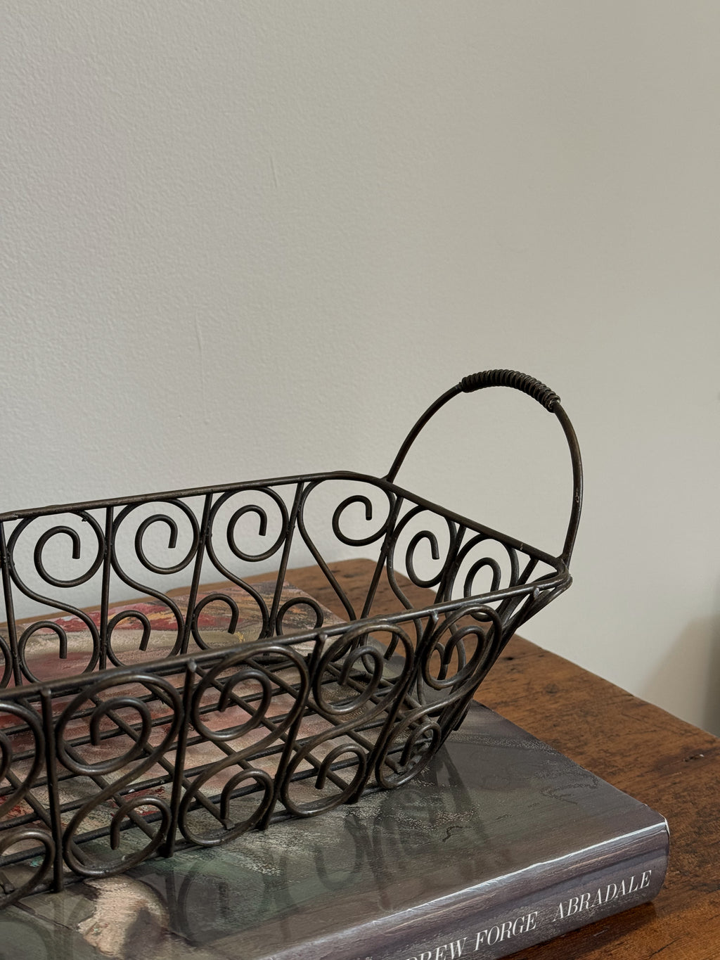 Metal Scroll-Detail Basket