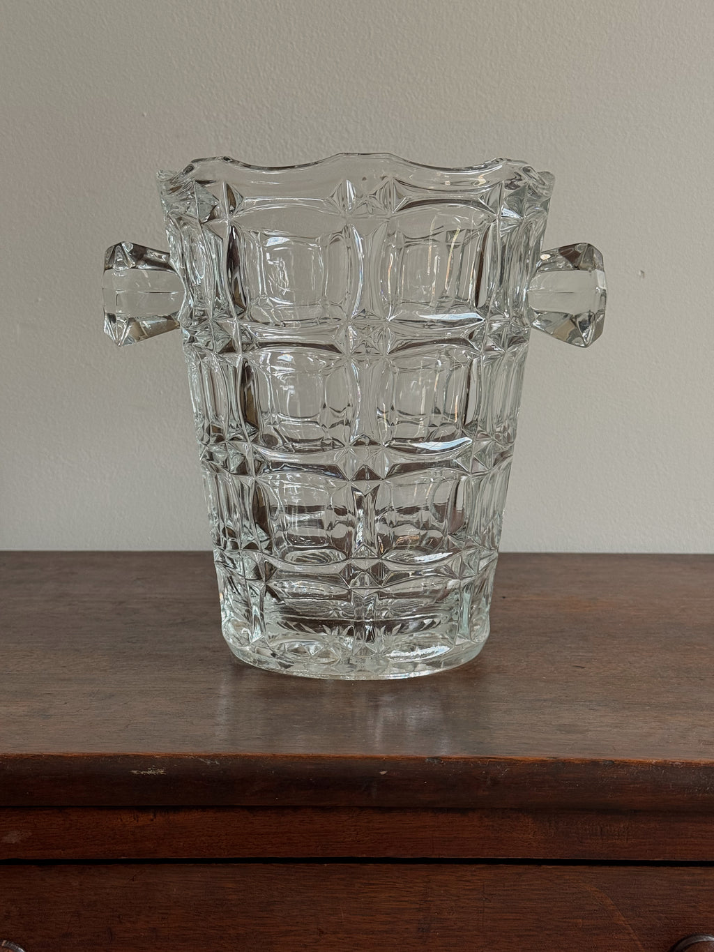 Vintage Block-Cut Crystal Ice Bucket
