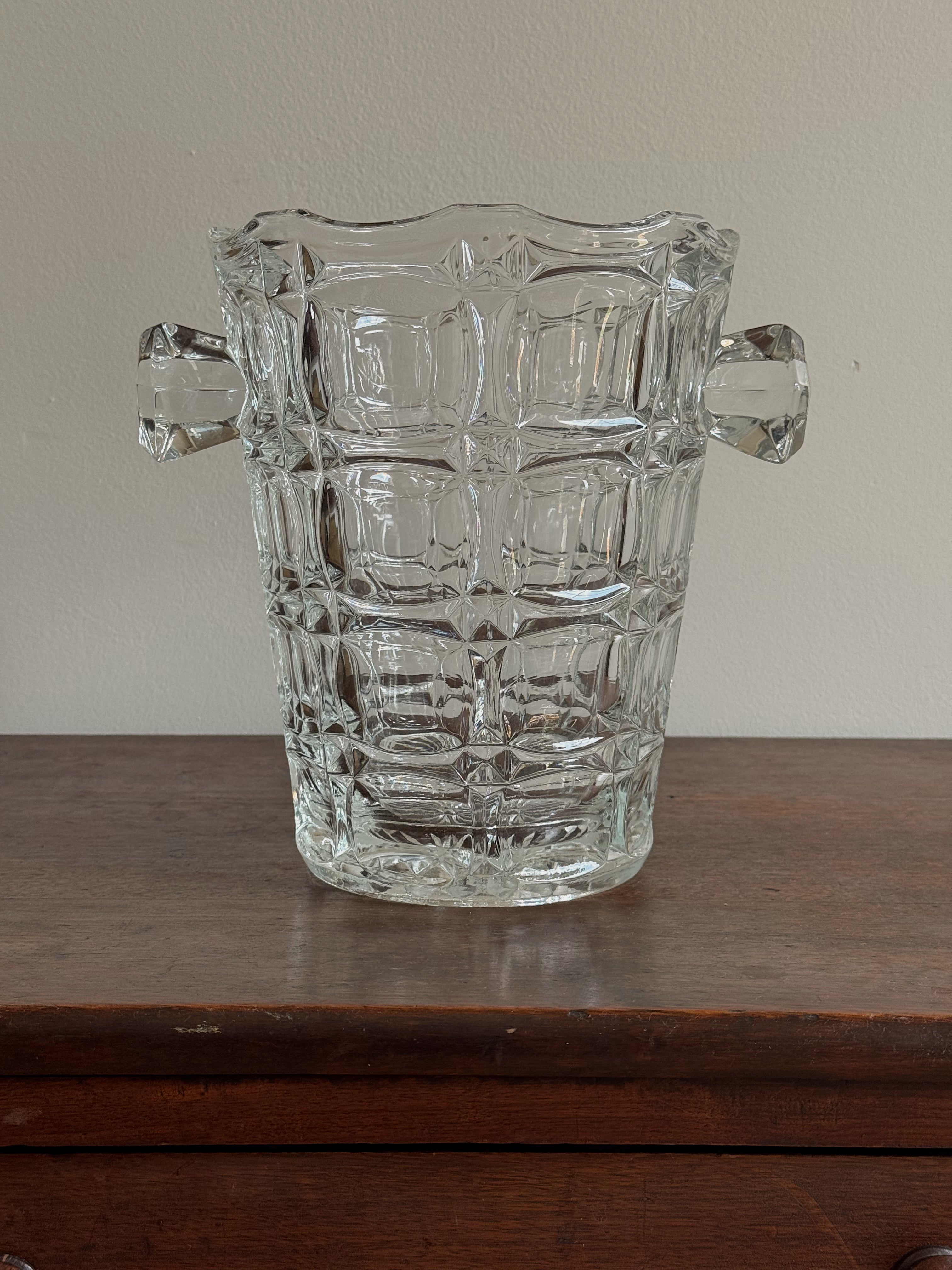 Vintage Block-Cut Crystal Ice Bucket