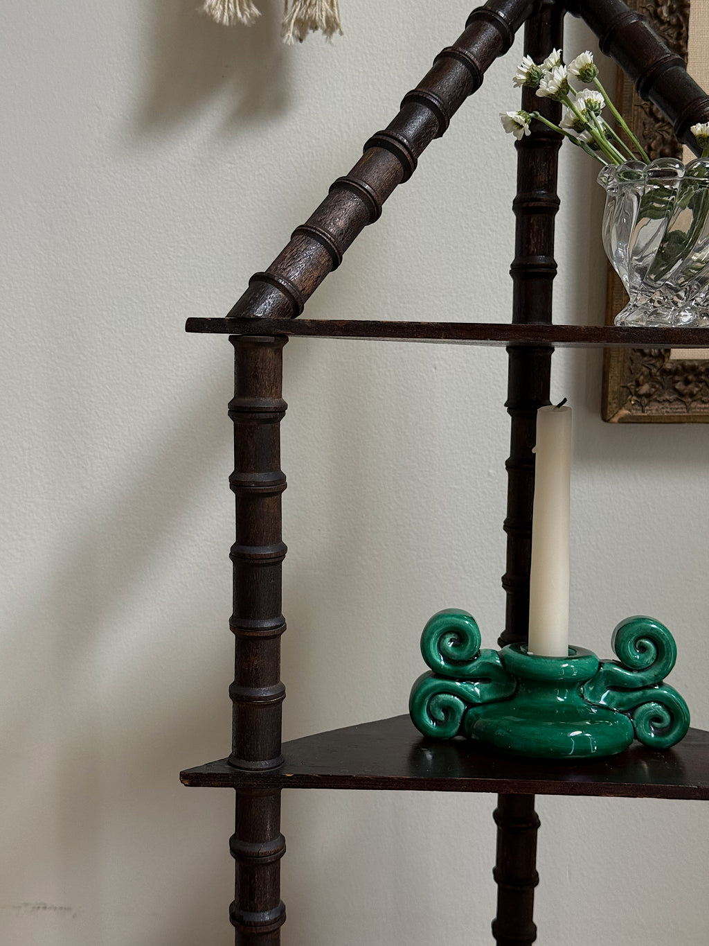 Antique Corner Spool Shelf