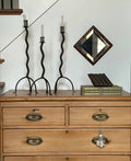 Set of Three Hand-Forged Brutalist Iron Candlesticks