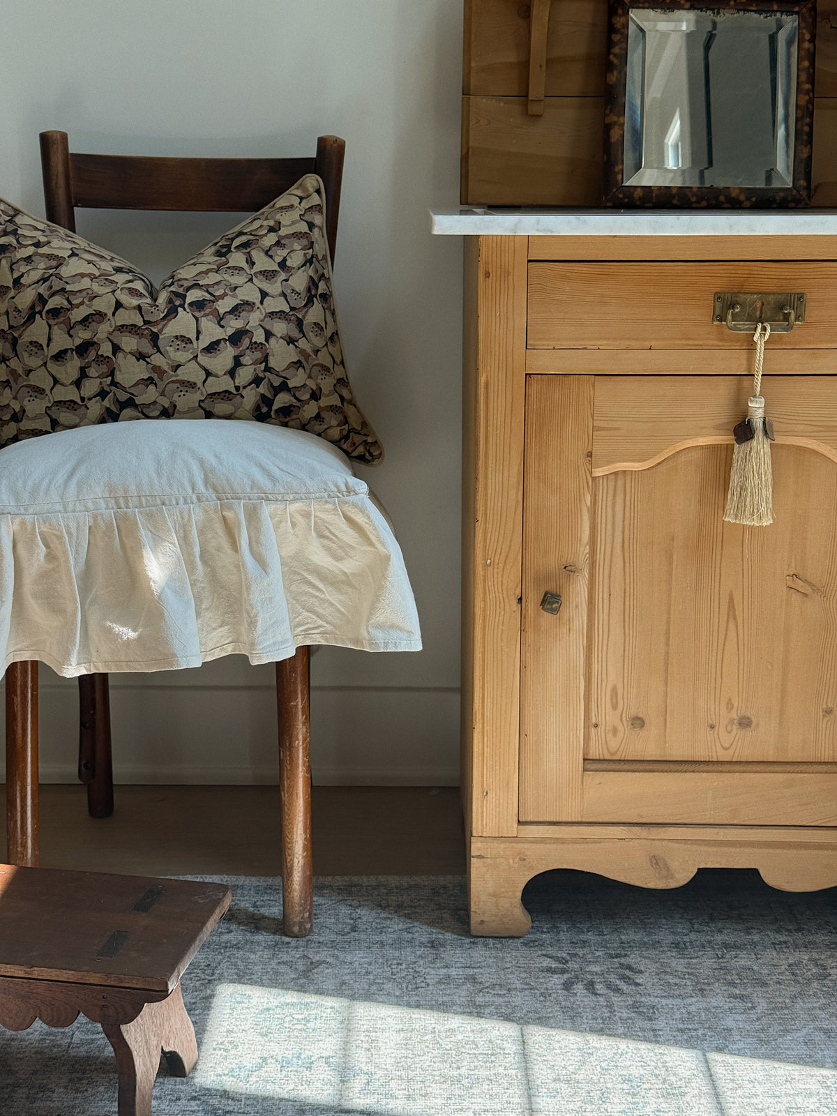 Antique Pine & Marble Washstand